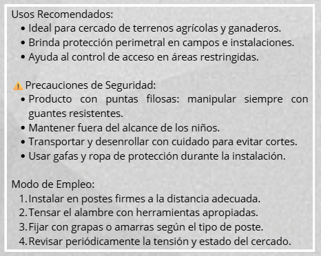 Rollo Alambre De Pua #16 500mt